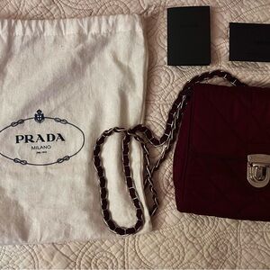 Prada Granato Tessuto Impuntu Bag